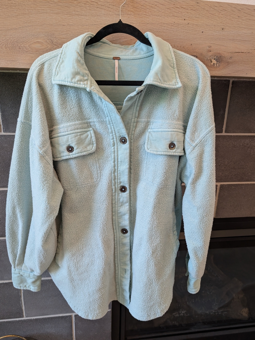 Free People Light Mint Teddy Shacket - Women